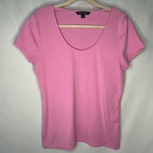 LRL Lauren Ralph Lauren T Shirt Womens XL Top Short Sleeve Pink Logo-I'm Barbie!